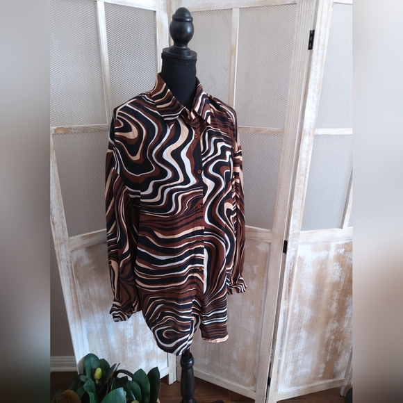 SHEIN Multicolor Sheer Striped Blouse - Picture 2 of 7